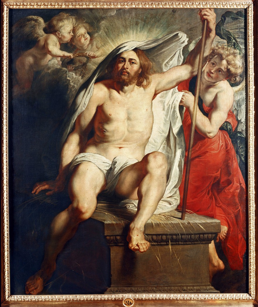 Figure 14-3: Peter Paul Rubens’s Christ Risen (1617) brims with Baroque power and drama.